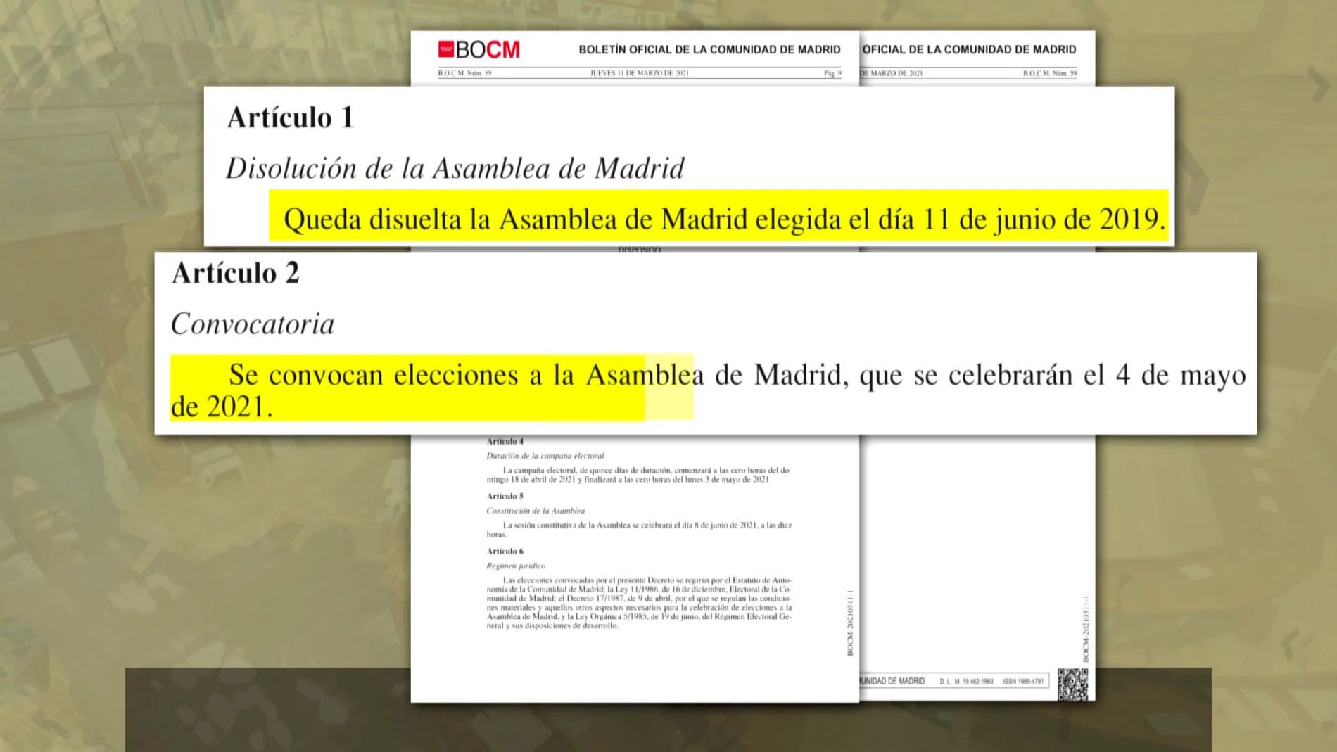 Imagen del BOCM con la convocatoria de elecciones en Madrid Imagen del BOCM con la convocatoria de elecciones en Madrid