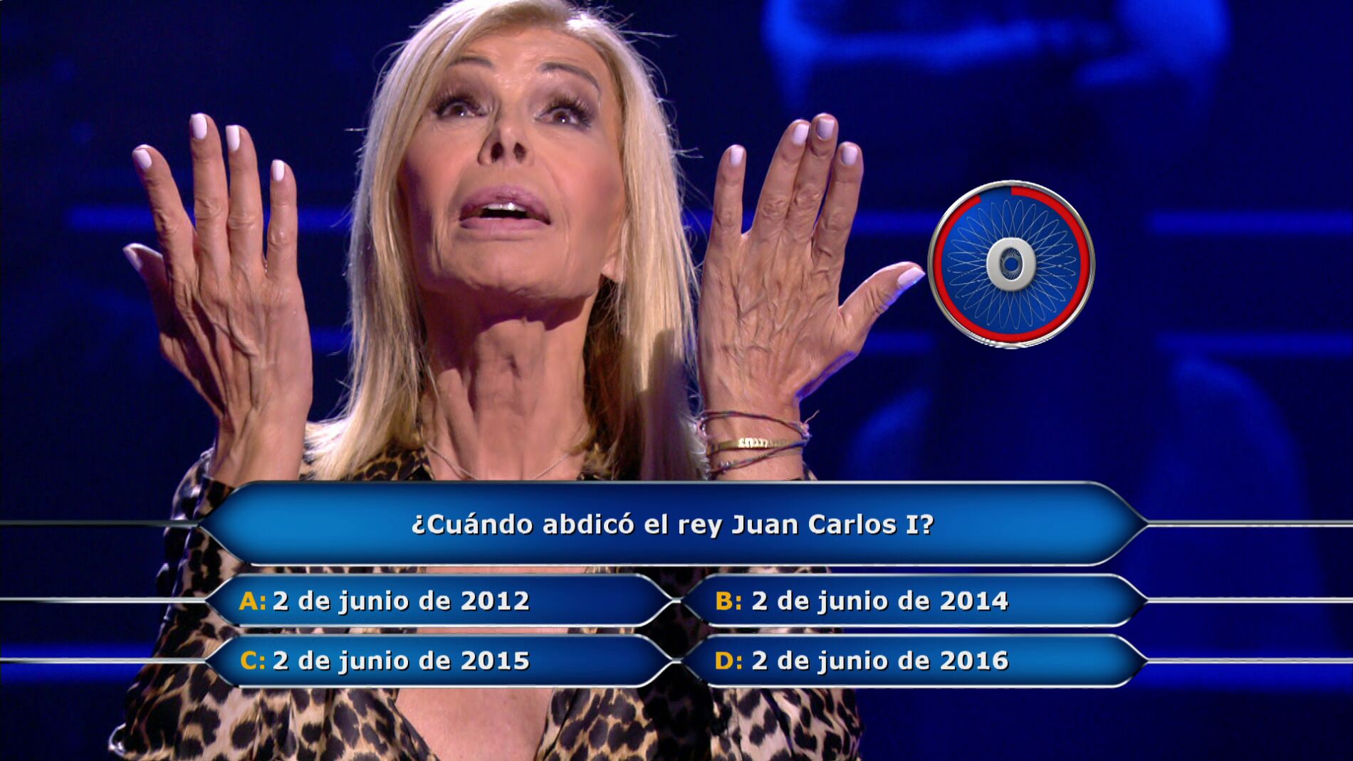¡30.000 euros en juego! La abdicación del Rey pone en jaque a Bibiana Fernández en ‘¿Quién quiere ser millonario?’