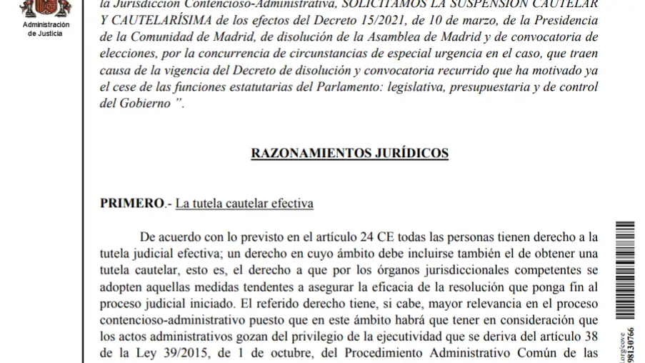 Auto del TSJM sobre las elecciones de Madrid Auto del TSJM sobre las elecciones de Madrid
