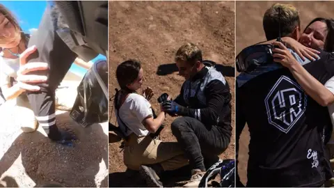 Bienvenido Aguado, piloto de MTB, simula una caída para pedir matrimonio a su novia Bienvenido Aguado, piloto de MTB, simula una caída para pedir matrimonio a su novia
