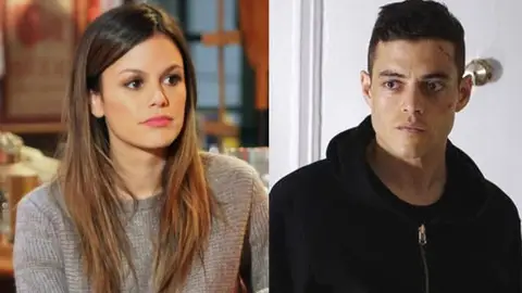 Rachel Bilson y Rami Malek Rachel Bilson y Rami Malek