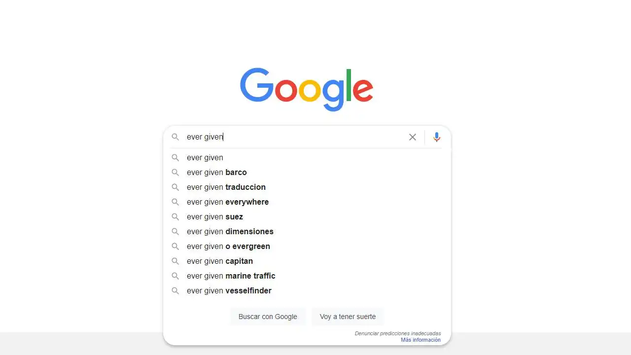 Qué pasa si buscas 'Ever Given' o 'Suez Canal' en Google Qué pasa si buscas 'Ever Given' o 'Suez Canal' en Google