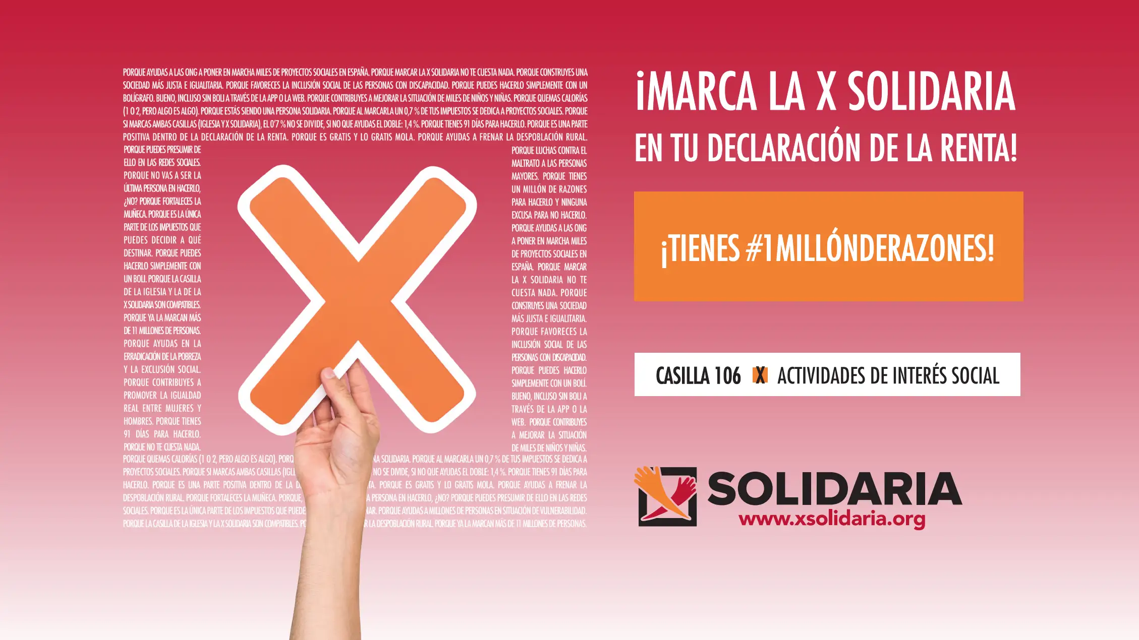Marca la 'X Solidaria' en la declaraci&oacute;n de la Renta