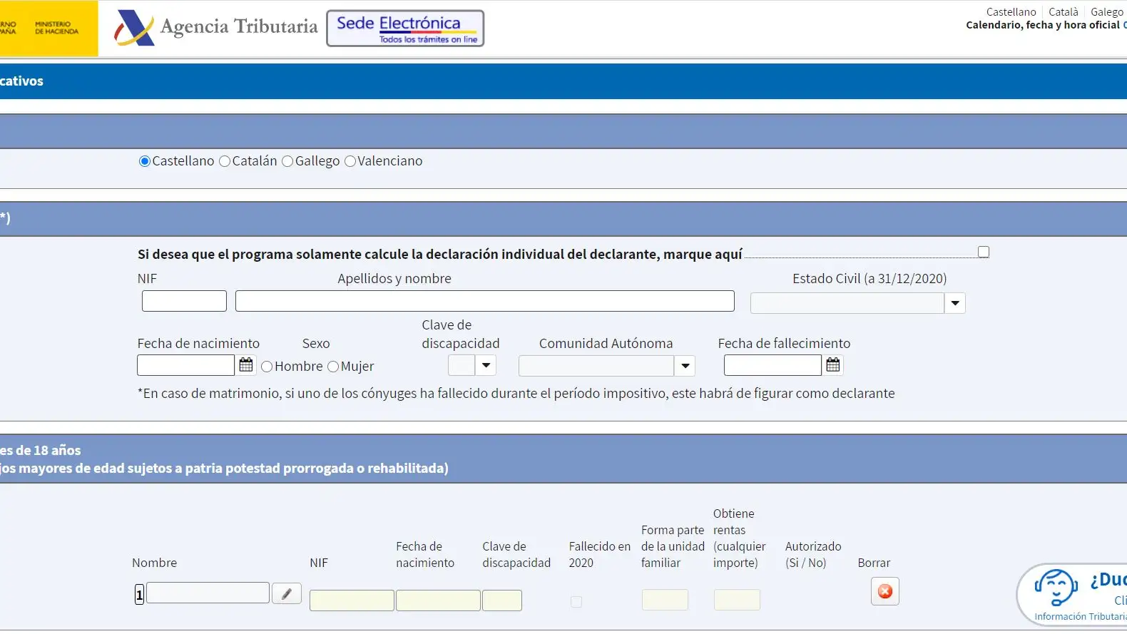 Simulador Renta Web Open 2021, en la p&aacute;gina de la Agencia Tributaria