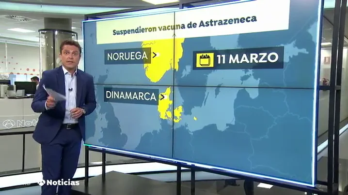 En Dinamarca y Noruega sigue suspendida la vacunaci&oacute;n con AstraZeneca tras los casos de trombos registrados
