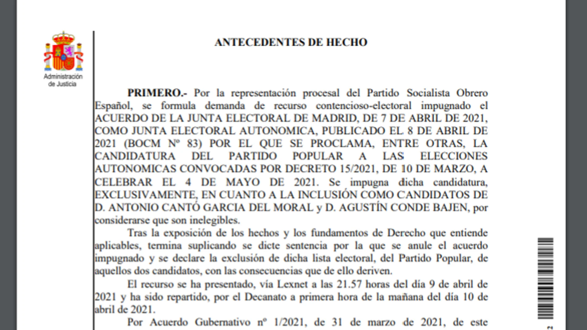 Consulta la sentencia por la que Toni Cantó y Agustín Conde han quedado fuera de la lista del PP en las elecciones de Madrid