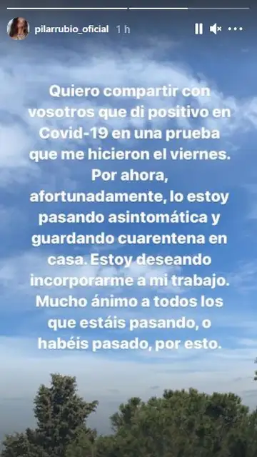 Pilar Rubio, positivo en covid Pilar Rubio, positivo en covid