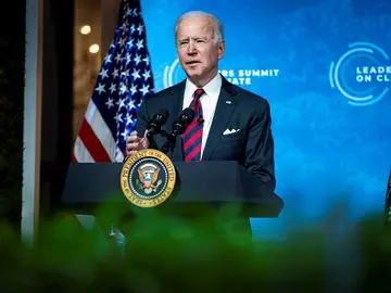 El presidente de EE.UU., Joe Biden, habla durante una Cumbre de Líderes sobre el Clima este jueves 22 de abril de 2021 El presidente de EE.UU., Joe Biden, habla durante una Cumbre de Líderes sobre el Clima este jueves 22 de abril de 2021