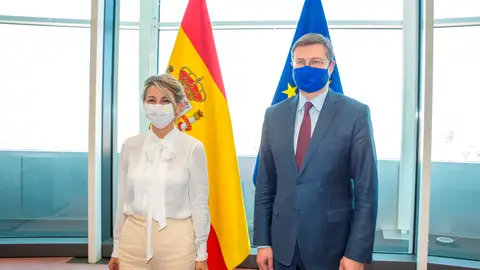 Yolanda Díaz, ministra de Trabajo y el vicepresidente de la CE, Vladis Dombrovskis, Yolanda Díaz, ministra de Trabajo y el vicepresidente de la CE, Vladis Dombrovskis,