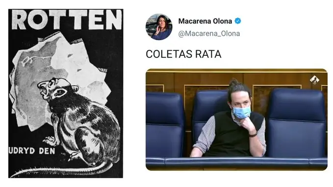 Podemos compara el "rata" de Vox sobre Pablo Iglesias con la propaganda nazi Podemos compara el "rata" de Vox sobre Pablo Iglesias con la propaganda nazi