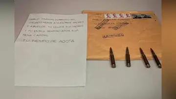 La carta amenazante con balas dirigida a Pablo Iglesias La carta amenazante con balas dirigida a Pablo Iglesias