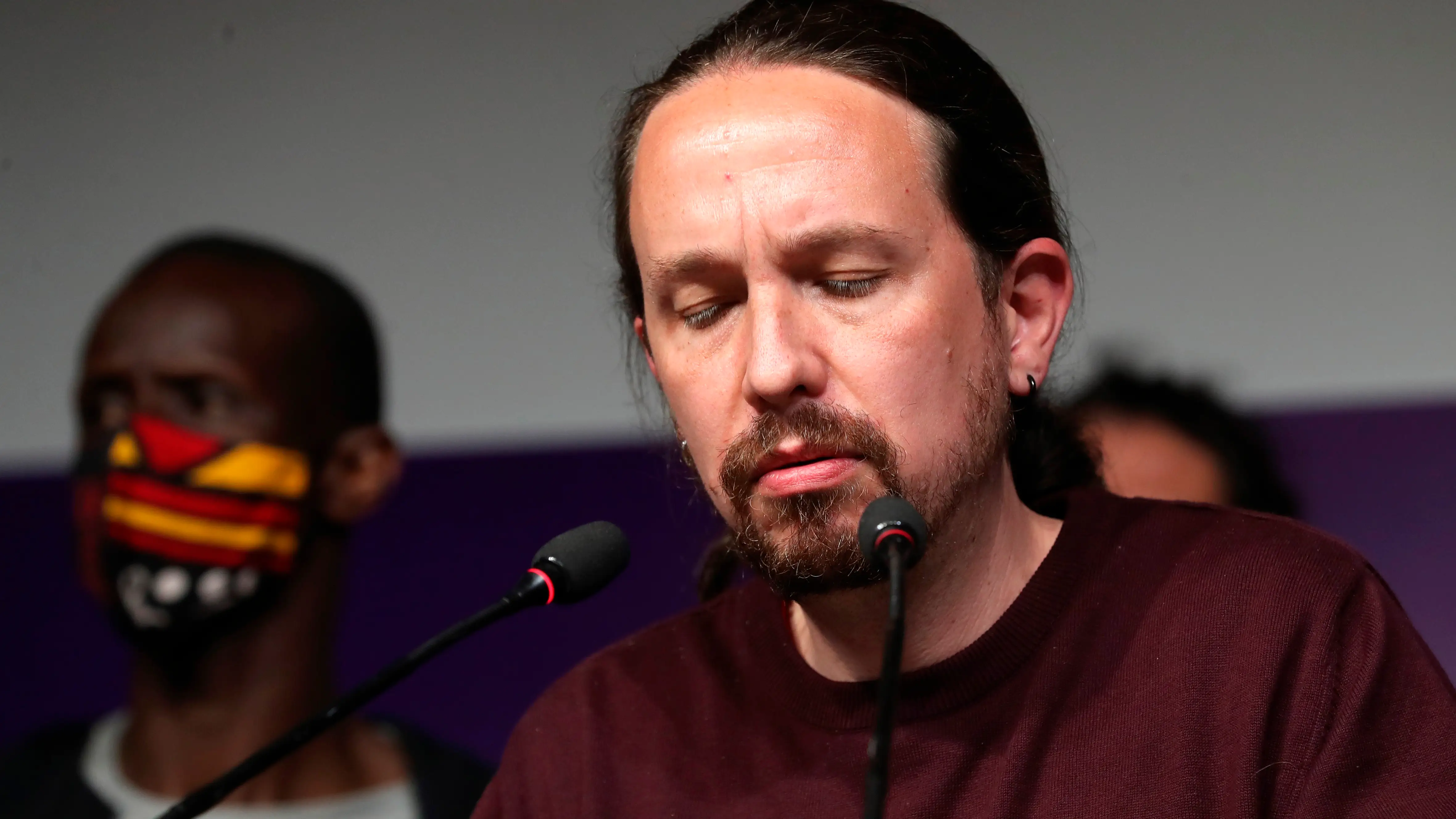 Pablo Iglesias durante su discurso de despedida de la política Pablo Iglesias durante su discurso de despedida de la política