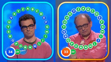 Javier y Pablo, ante uno de sus roscos más empatados: mismo número de segundos, aciertos y… ¡hasta el mismo color de ropa!