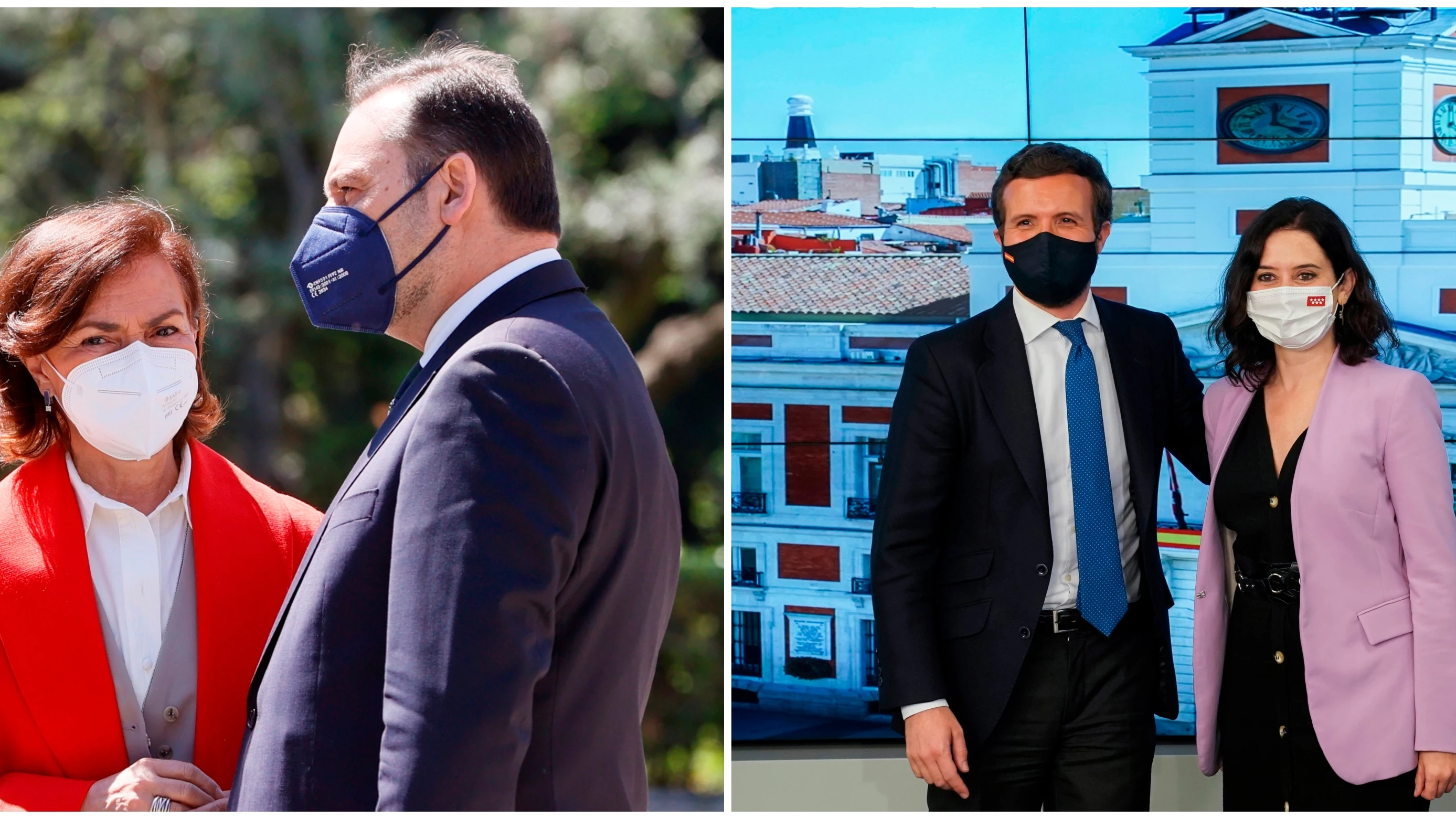 Calvo, Ábalos, Casado y Ayuso Calvo, Ábalos, Casado y Ayuso