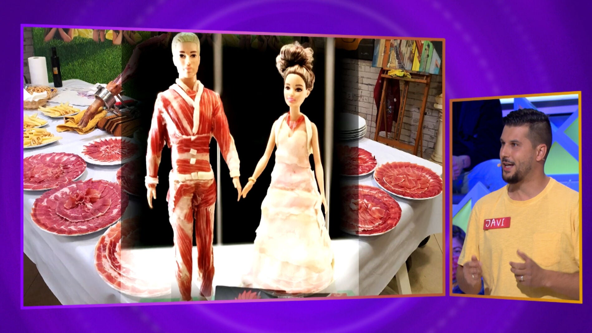 Las impresionantes figuras de un concursante de &lsquo;La ruleta de la suerte&rsquo; hechas&hellip; &iexcl;de jam&oacute;n! 