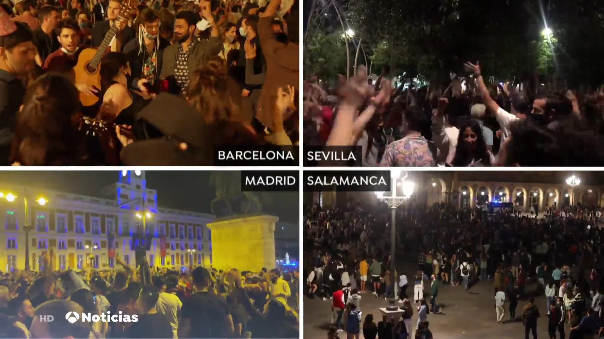 Miles de personas salen a las calles para festejar el fin del estado de alarma Miles de personas salen a las calles para festejar el fin del estado de alarma