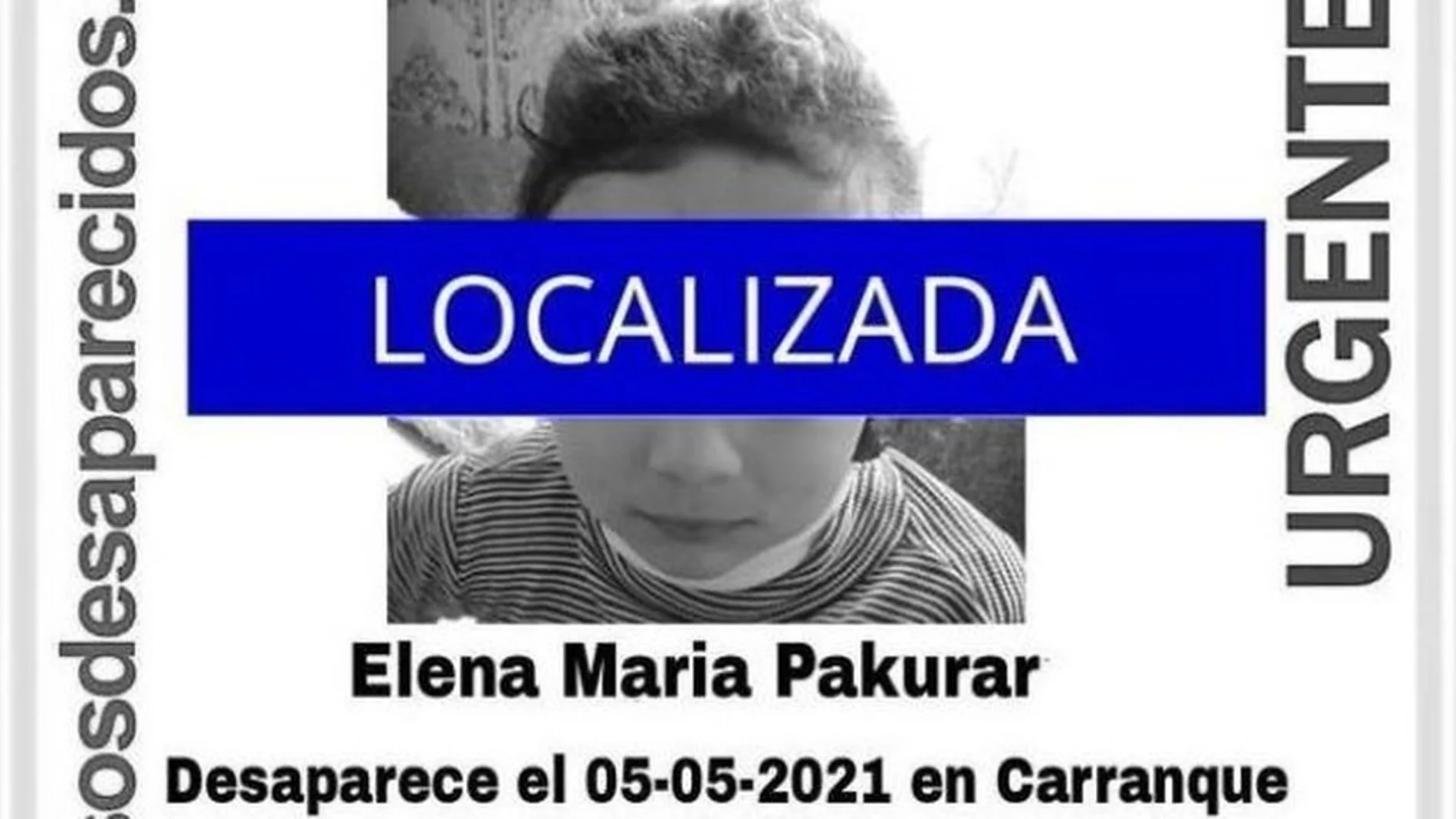 Elena Maria Pakurar, una niña localizada después de estar desaparecida
