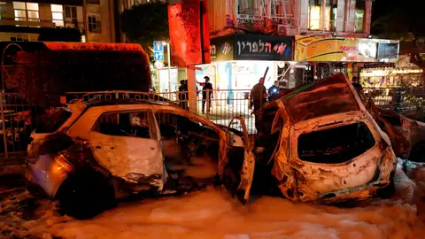 Imagen del bombardeo de Hamás en Tel Aviv Israel