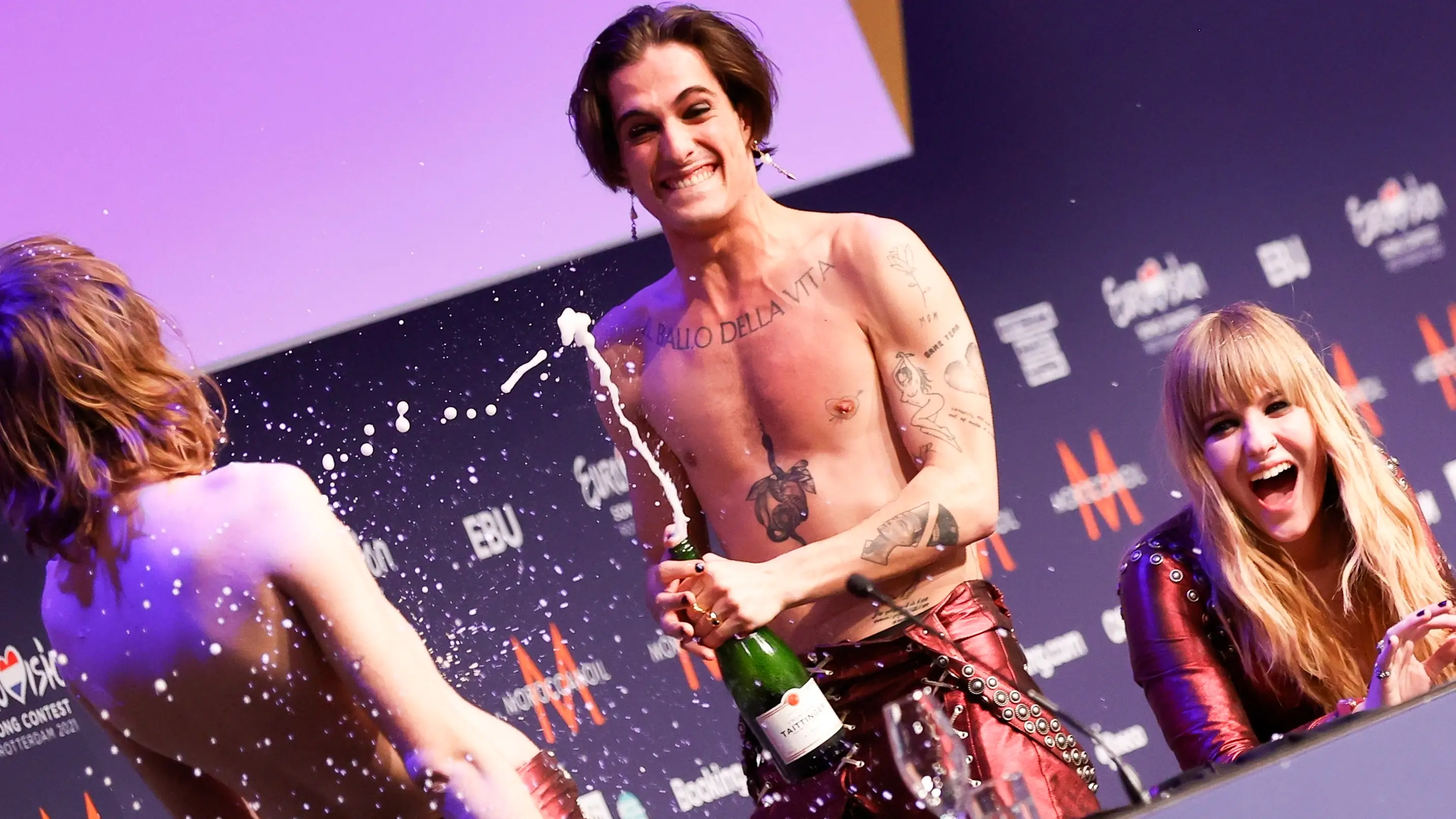 El cantante Damiano David, del grupo Maneskin ganador del Festival de Eurovisión 2021. El cantante Damiano David, del grupo Maneskin ganador del Festival de Eurovisión 2021.