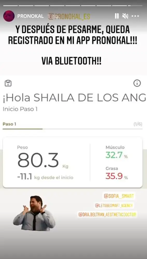 Shaila Dúrcal muestra su peso