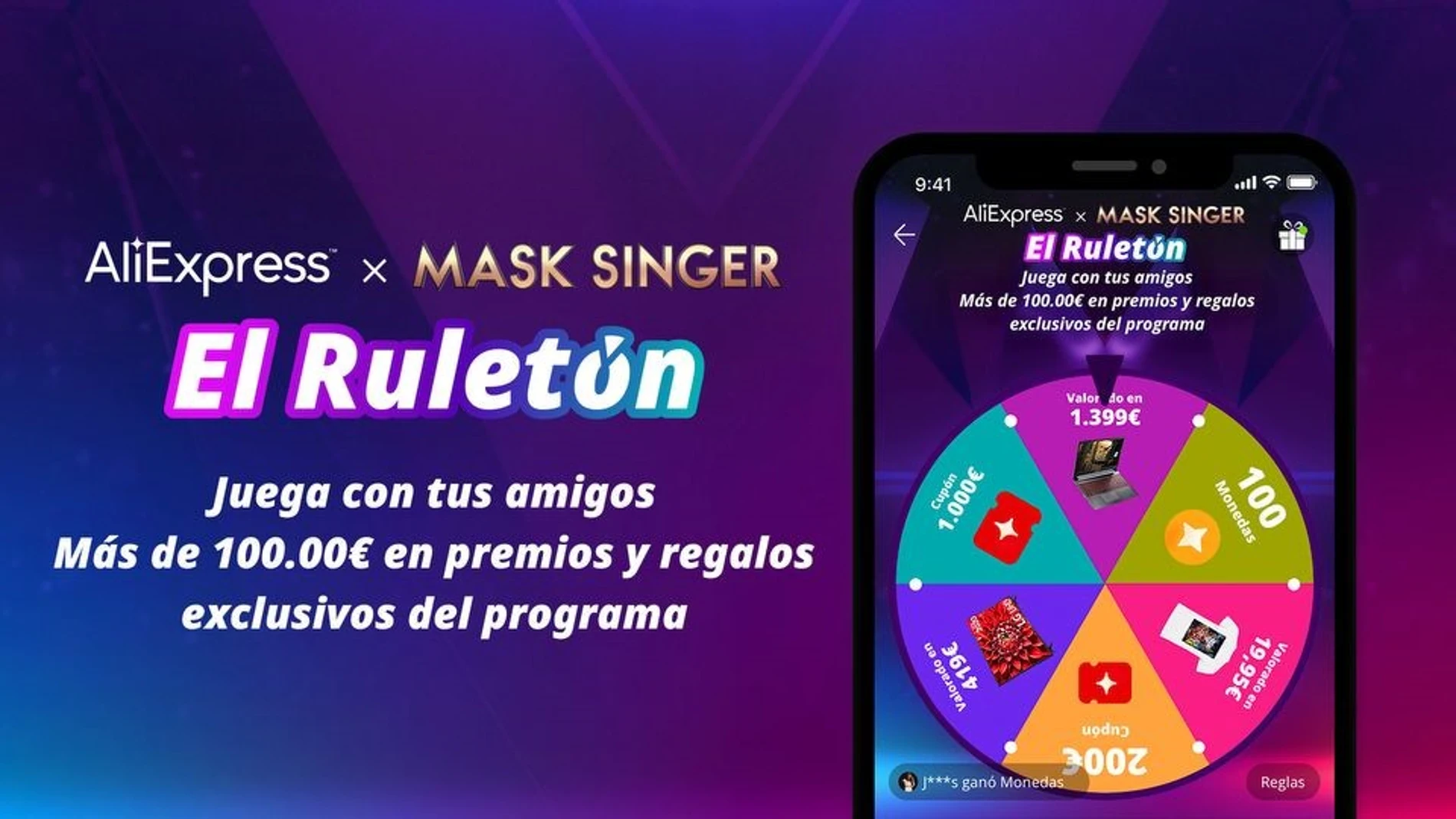 AliExpress sortea premios exclusivos en su Ruletón de 'Mask Singer'