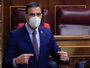 El presidente del Gobierno, Pedro Sánchez, durante su intervención en la sesión de control al Ejecutivo de este miércoles en el Congreso