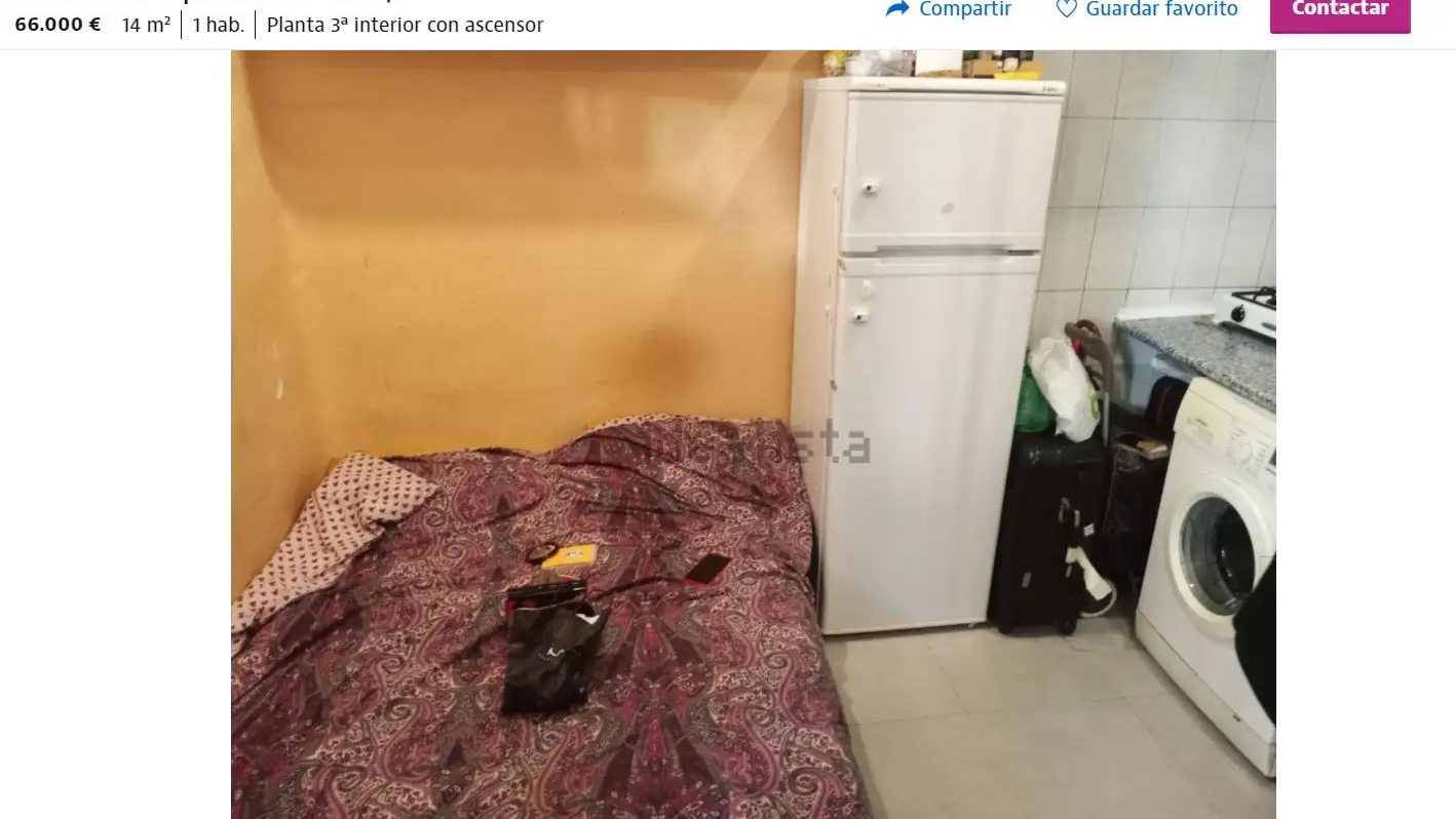 Anuncio de Idealista: Se vende una vivienda de 14 m2 por 66.000 euros en Madrid Anuncio de Idealista: Se vende una vivienda de 14 m2 por 66.000 euros en Madrid