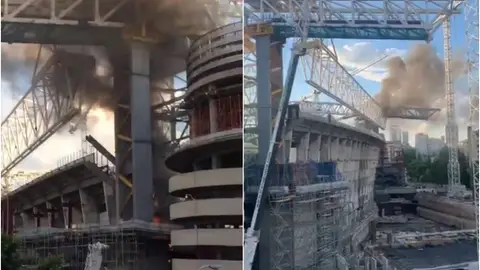 Incendio en las obras del estadio Santiago Bernabéu Incendio en las obras del estadio Santiago Bernabéu