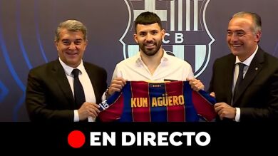 Presentación del Kun Agüero como nuevo jugador del Barcelona, streaming en directo