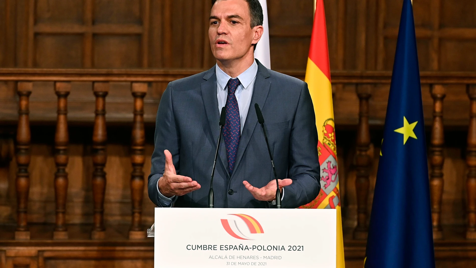 Pedro Sánchez en la cumbre España- Polonia 2021