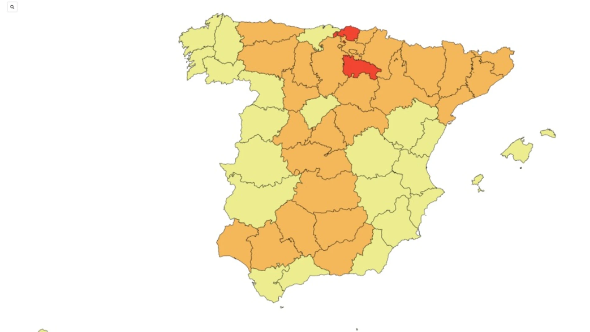 Consulta en el siguiente mapa el nivel de alerta frente al coronavirus en cada provincia de España