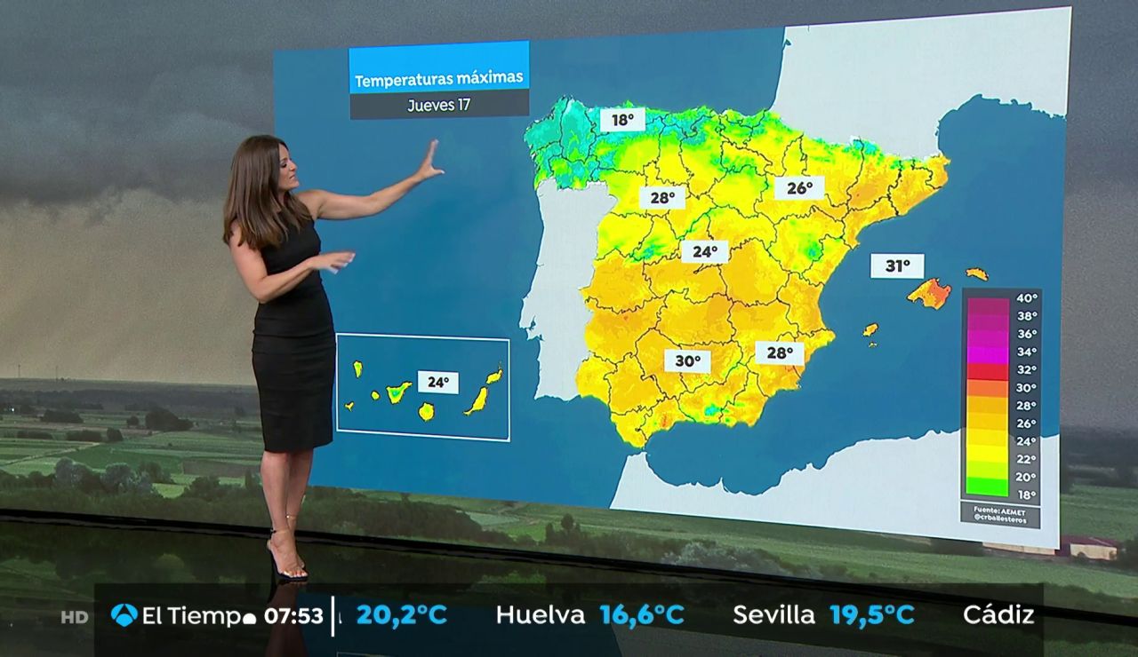 La previsión del tiempo hoy: Temperaturas significativamente altas en el sur de Galicia y área mediterránea La previsión del tiempo hoy: Temperaturas significativamente altas en el sur de Galicia y área mediterránea