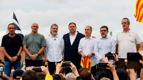 Los líderes independentistas a su salida de la cárcel de Grenollers Los líderes independentistas a su salida de la cárcel de Grenollers
