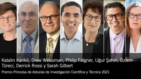 Los premiados por el Princesa de Asturias de Investigación Científica y Técnica de este año por la vacuna contra el coronavirus. Los premiados por el Princesa de Asturias de Investigación Científica y Técnica de este año por la vacuna contra el coronavirus.