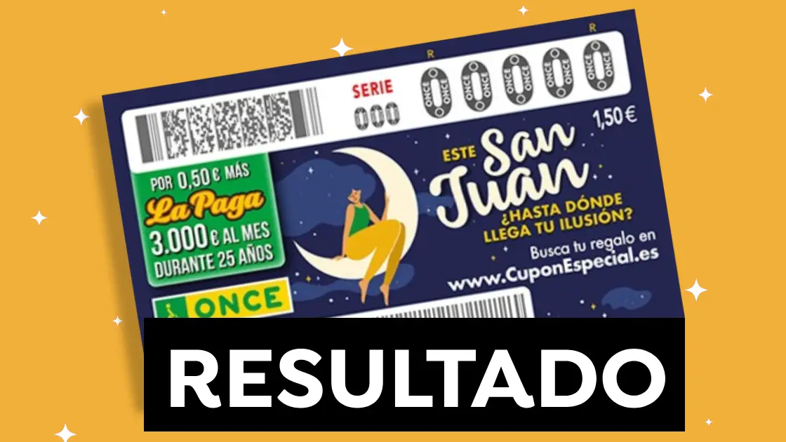 Comprobar ONCE: Resultado del sorteo del Cupón Diario Especial de San Juan hoy 24 de junio Comprobar ONCE: Resultado del sorteo del Cupón Diario Especial de San Juan hoy 24 de junio