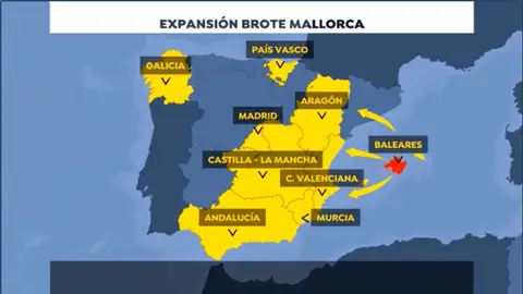 Expansión del brote de covid-19 de Mallorca Expansión del brote de covid-19 de Mallorca