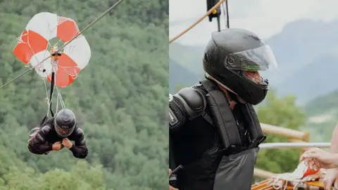 Rafa García bate el récord de velocidad en una tirolina ubicada en Huesca: ¡189 km/h! Rafa García bate el récord de velocidad en una tirolina ubicada en Huesca: ¡189 km/h!