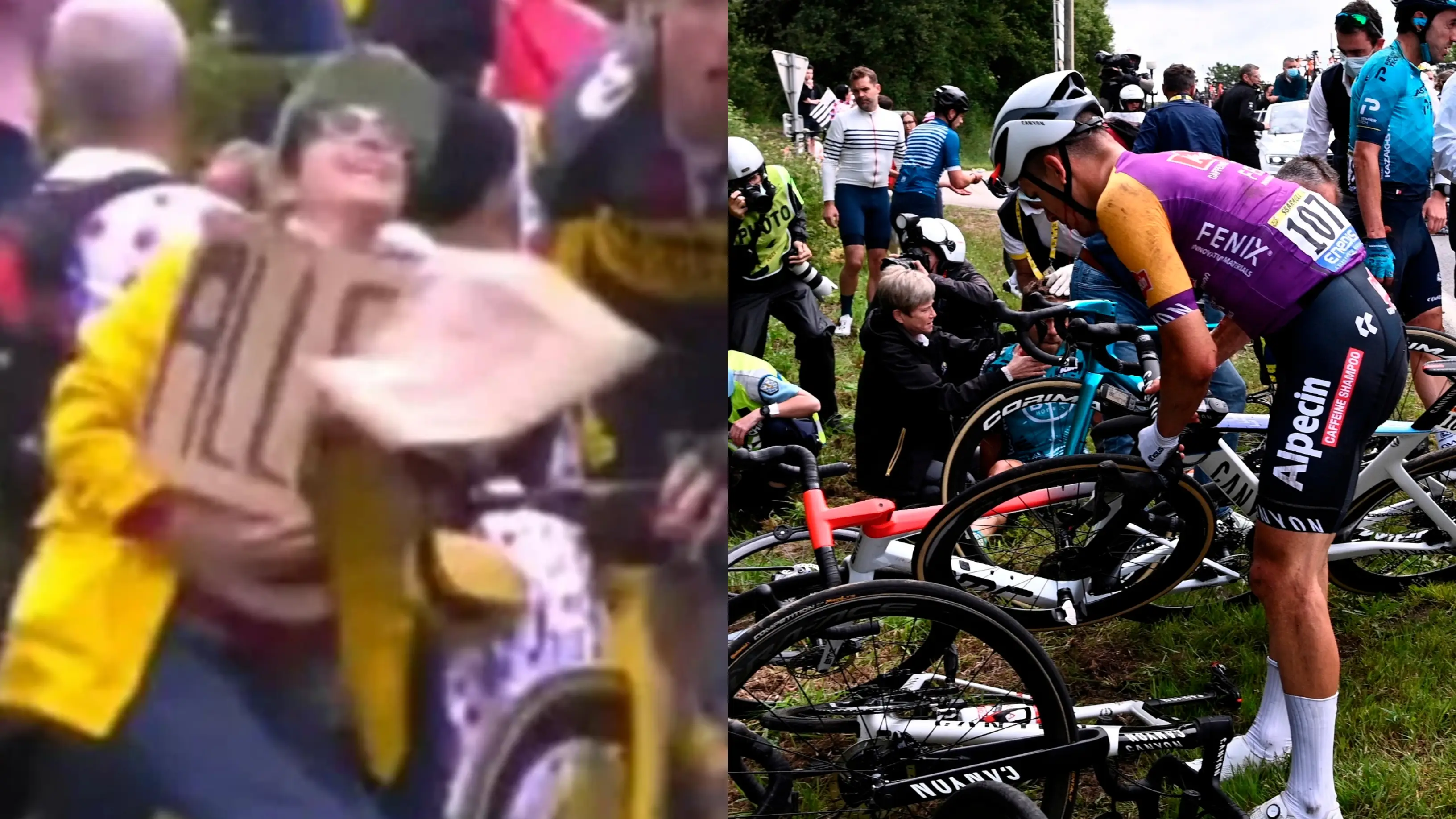 El Tour y la Policía francesa busca a la espectadora que provocó la caída del pelotón: "Vaquero y chaleco amarillo" El Tour y la Policía francesa busca a la espectadora que provocó la caída del pelotón: "Vaquero y chaleco amarillo"