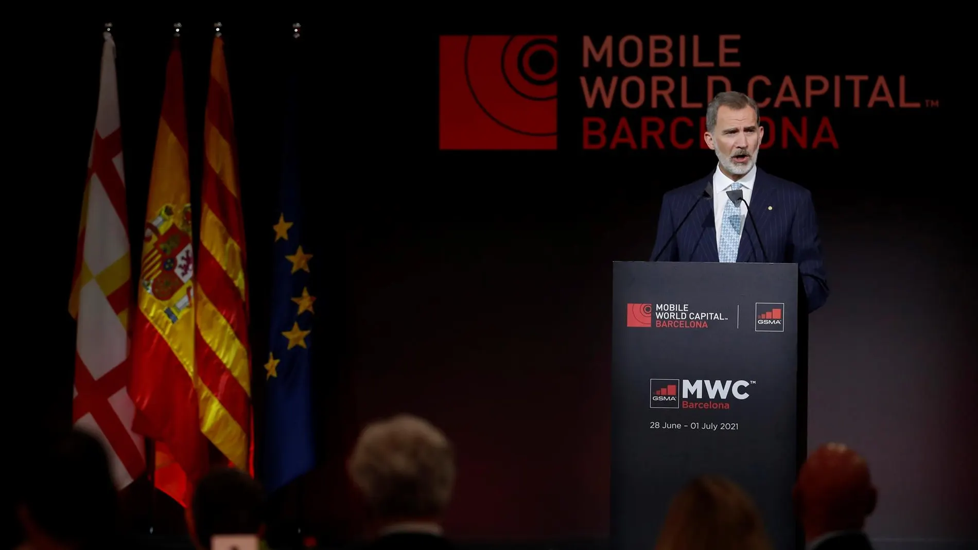 El Rey Felipe VI durante su intervención en el Mobile World Congress