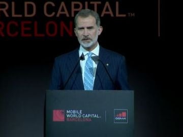 El Rey Felipe VI durante su intervención en el Mobile World Congress