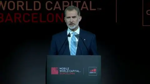 El Rey Felipe VI durante su intervención en el Mobile World Congress El Rey Felipe VI durante su intervención en el Mobile World Congress