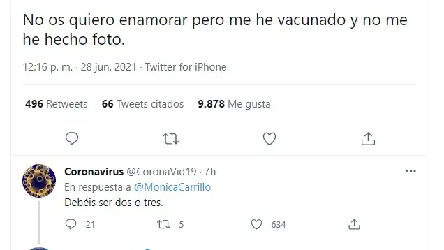 M&oacute;nica Carrillo se vacuna frente al coronavirus: "No os quiero enamorar pero me he vacunado y no me he hecho foto"