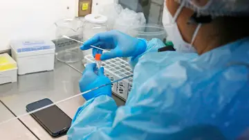 Científica laboratorio detectando coronavirus Científica laboratorio detectando coronavirus