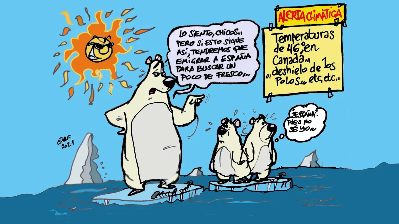 El récord de temperaturas en Canadá por el cambio climático, en la viñeta gráfica de Alfredo Boto-Hervás Cambio climático