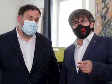 Oriol Junqueras y Carles Puigdemont este miércoles en Waterloo, Bélgica