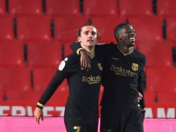 Griezmann y Dembelé, en un partido del Barcelona