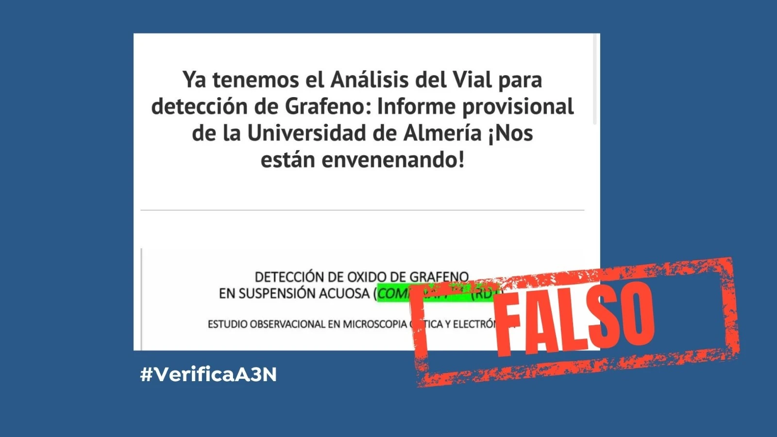 La Universidad de Almería desmiente que haya realizado un estudio científico sobre las vacunas contra el coronavirus La Universidad de Almería desmiente que haya realizado un estudio científico sobre las vacunas contra el coronavirus