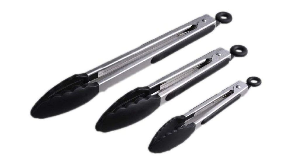 Juego De 3 Pinzas De Acero Inoxidable De 7 Pulgadas, Pinzas De Cocina Pequeñas Resistentes Con Borde De Agarre Festoneado Pinzas De Metal Para