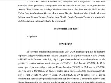 La sentencia del Tribunal Constitucional sobre el estado de alarma en España en PDF