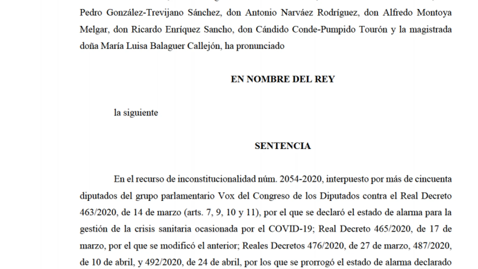 La sentencia del Tribunal Constitucional sobre el estado de alarma en España en PDF